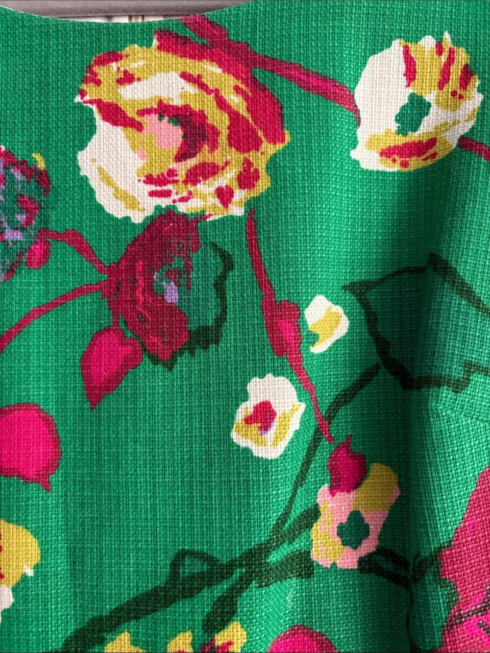 J. Crew Green Floral Sheath Dress with Pink Accents